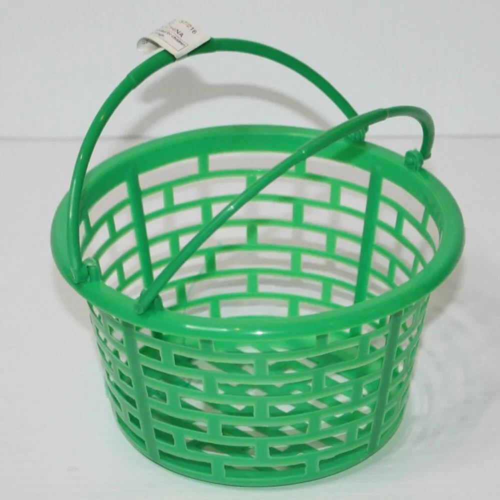 Oriental Trading Bright Green Round Plastic Easter Basket Brand NEW